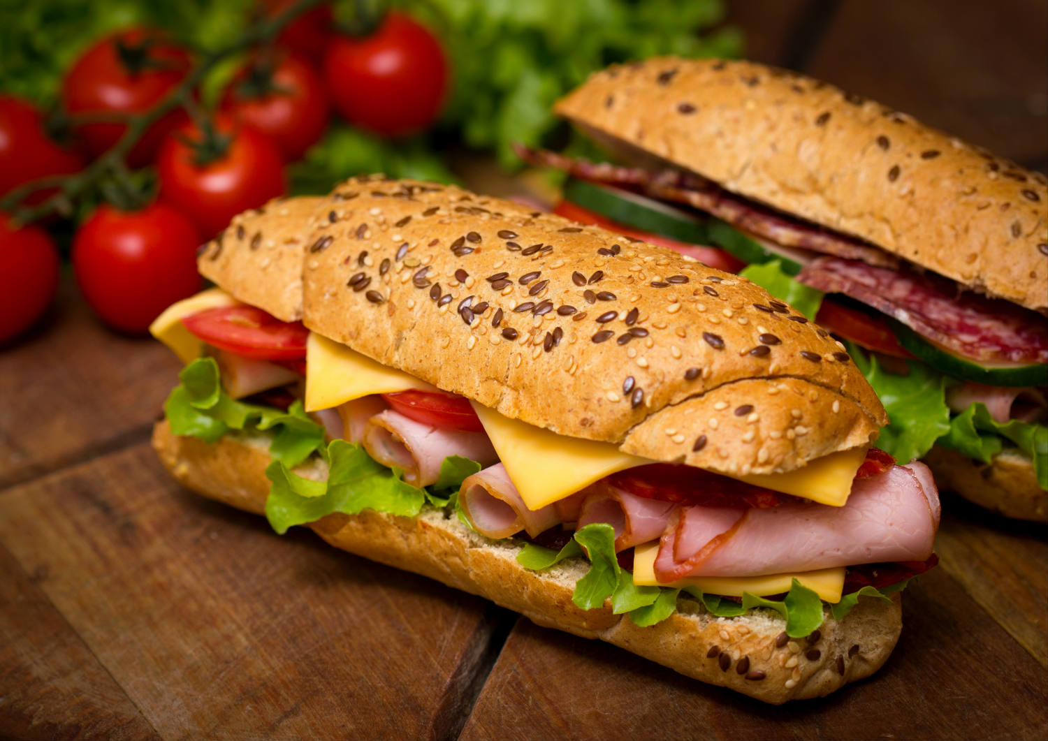 Solve Sandwiches with French bread ham cheese tomatoes etc jigsaw