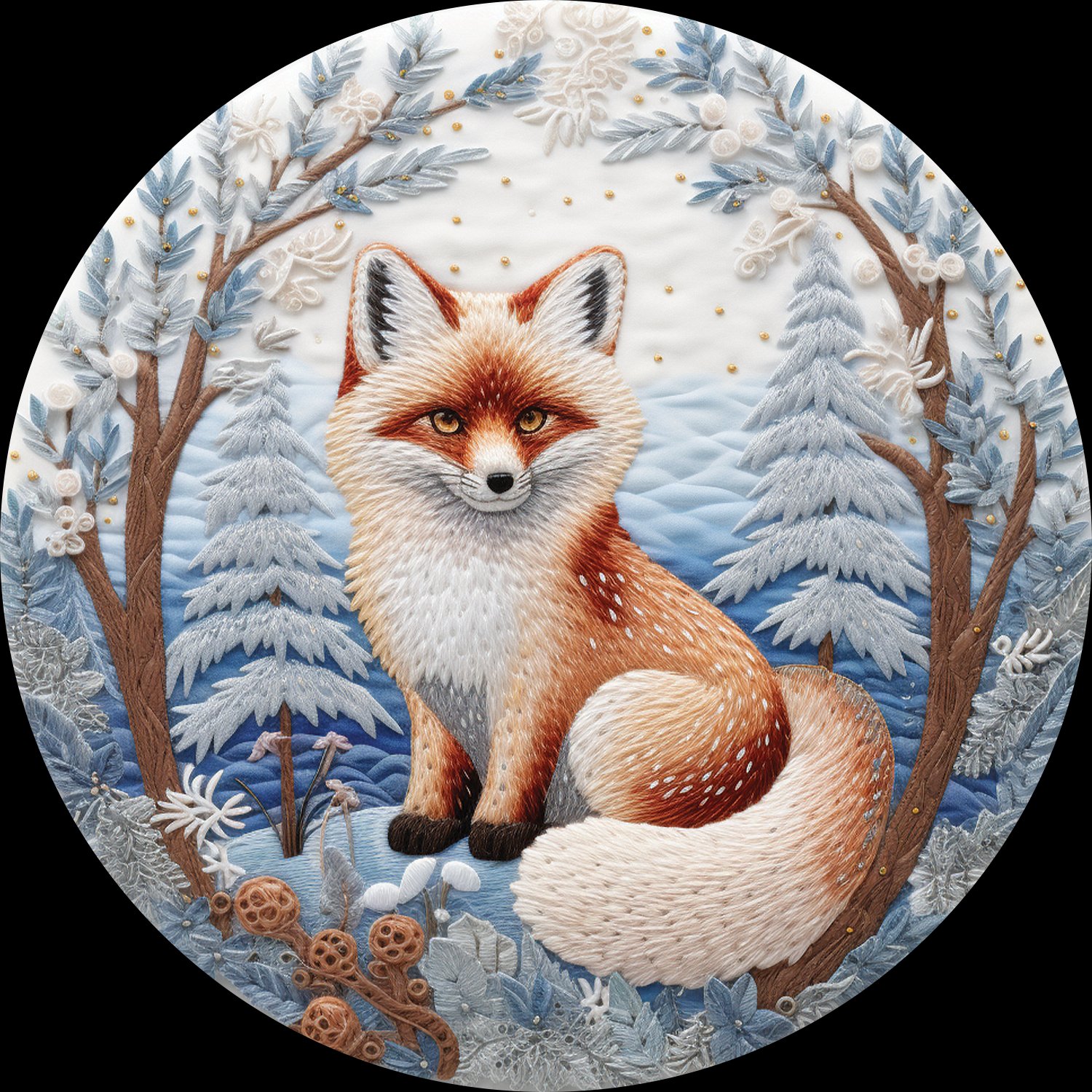 Solve Needlepoint Fox jigsaw puzzle online with 100 pieces