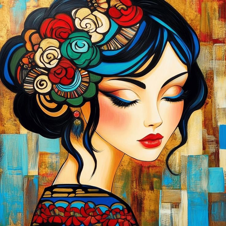 Solve Lady with flowers in her hair * jigsaw puzzle online with 144 pieces