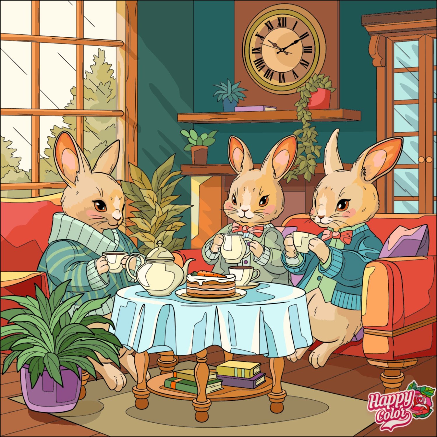 Tea Rabbits Solve Tea for rabbits jigsaw puzzle online with 100 pieces
