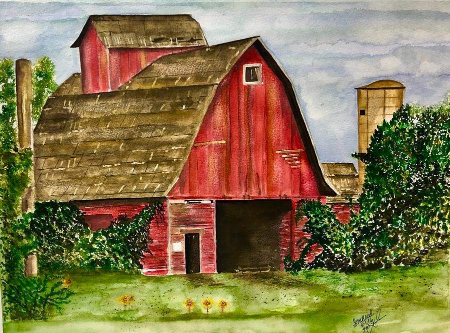 Solve The Old Red Barn by Sharon Reed jigsaw puzzle online with 70 pieces