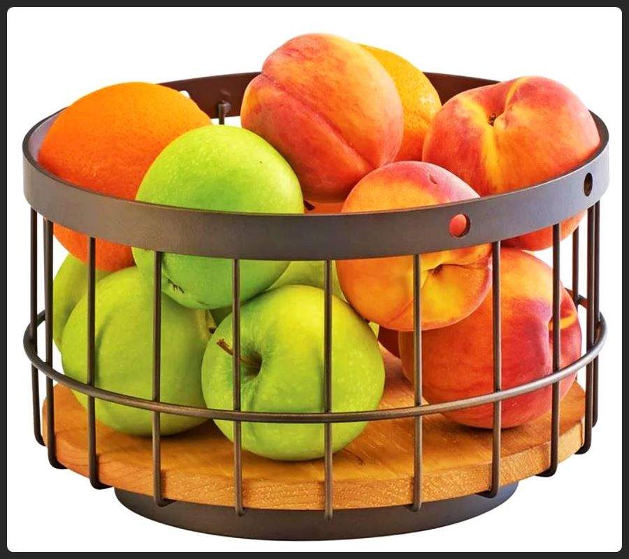 Solve Wire Frame Fruit Bowl with Apples, Oranges, and Peaches jigsaw