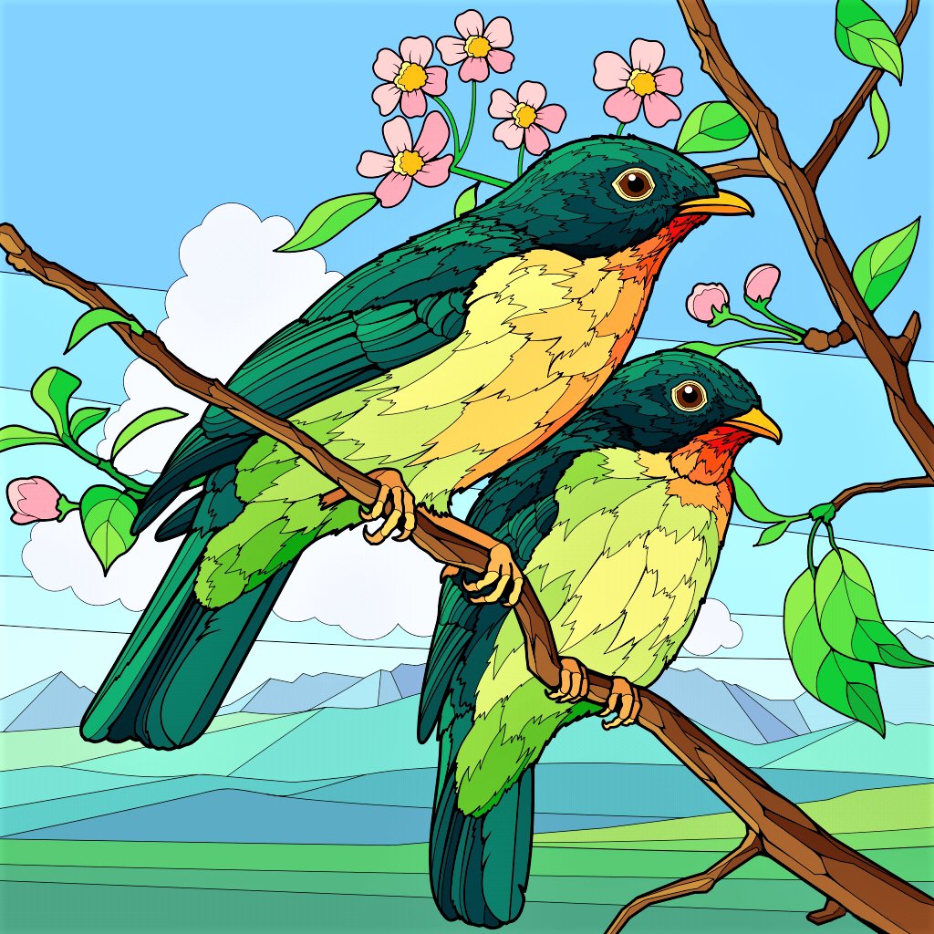 Solve Colorful Birds jigsaw puzzle online with 169 pieces