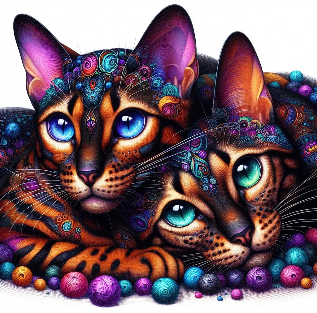 Solve Bengal cats jigsaw puzzle online with 64 pieces