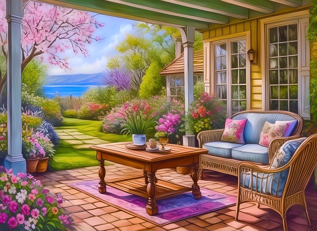 Jigsaw Puzzle | 165 pieces | Cozy Front Porch | Jigidi