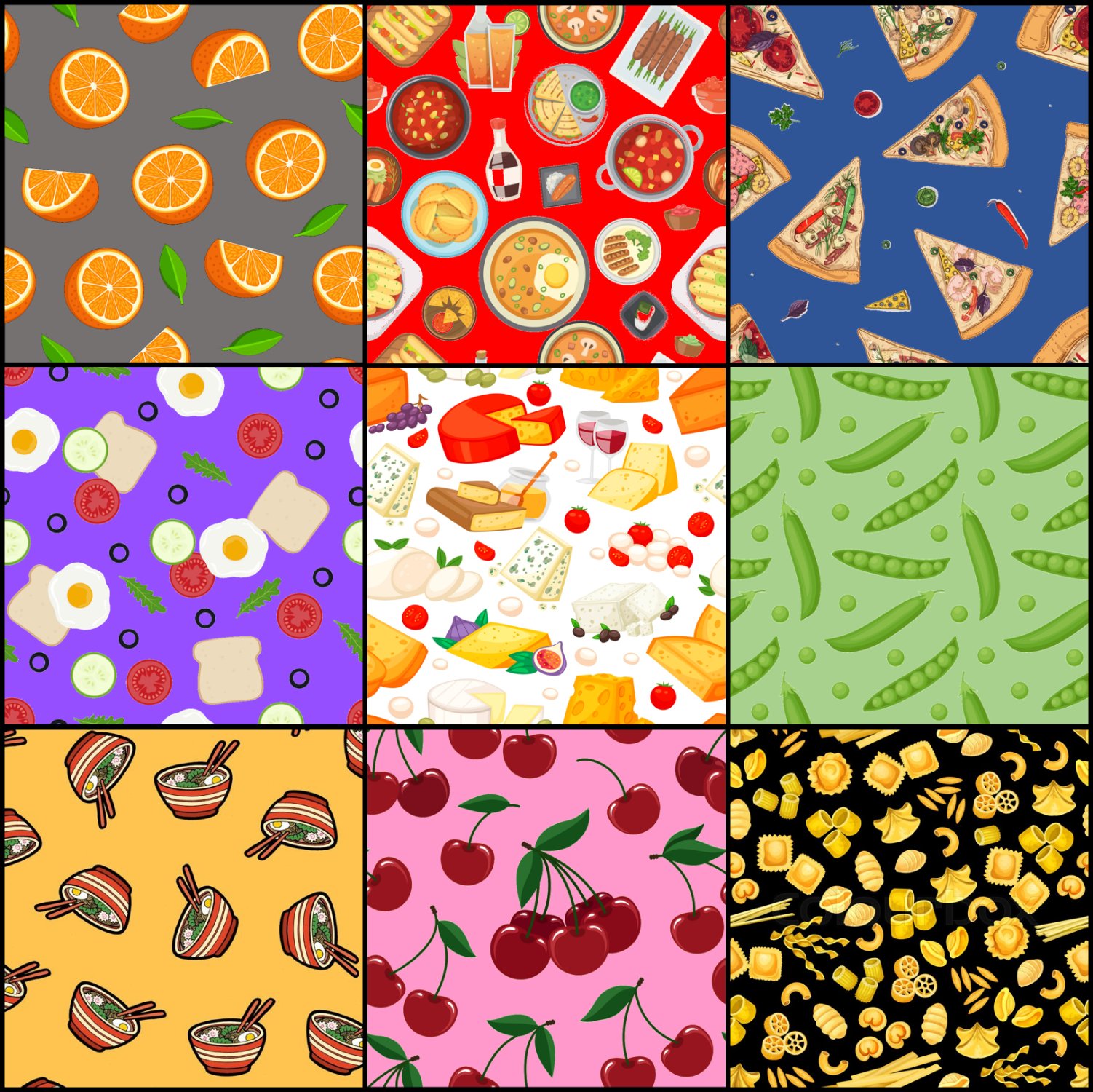 Solve Food patterns 48 jigsaw puzzle online with 81 pieces