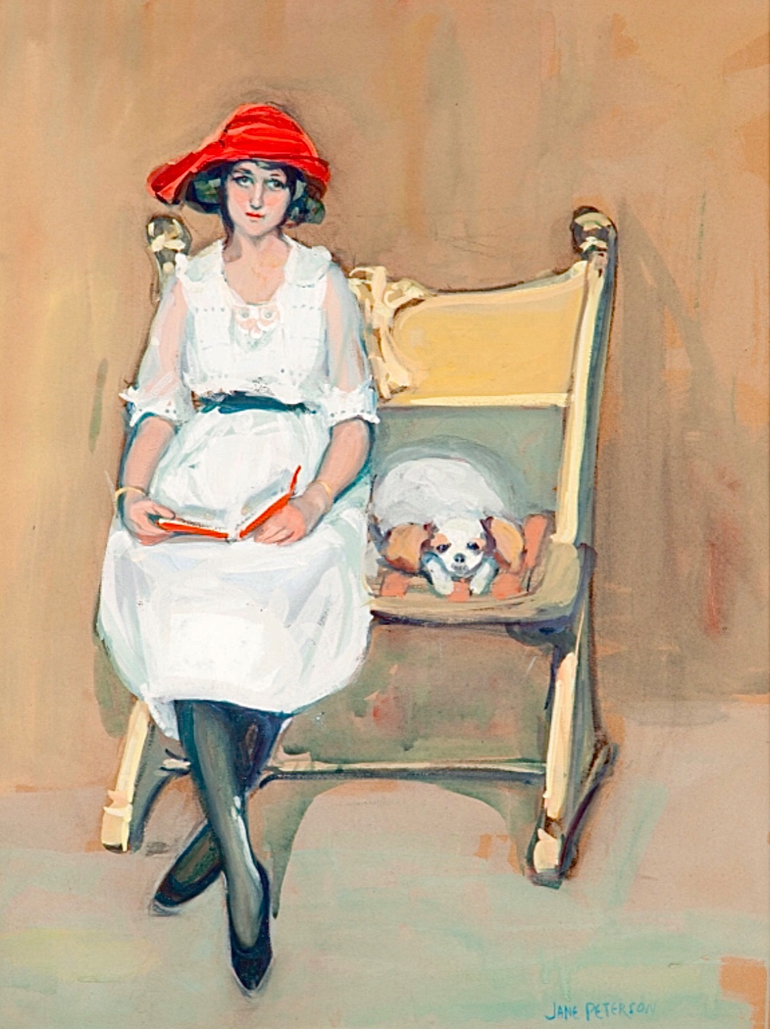 Solve Portrait of a girl and her dog, no date, Jane Peterson (18761965