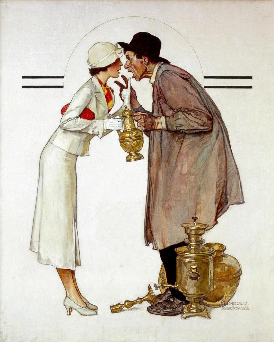Solve Norman Rockwell jigsaw puzzle online with 63 pieces