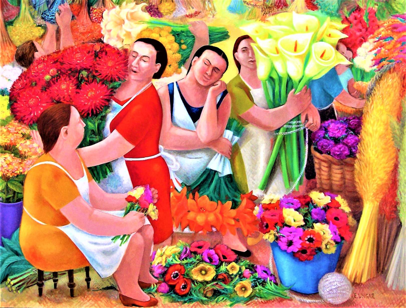 Solve Flower Sellers jigsaw puzzle online with 130 pieces