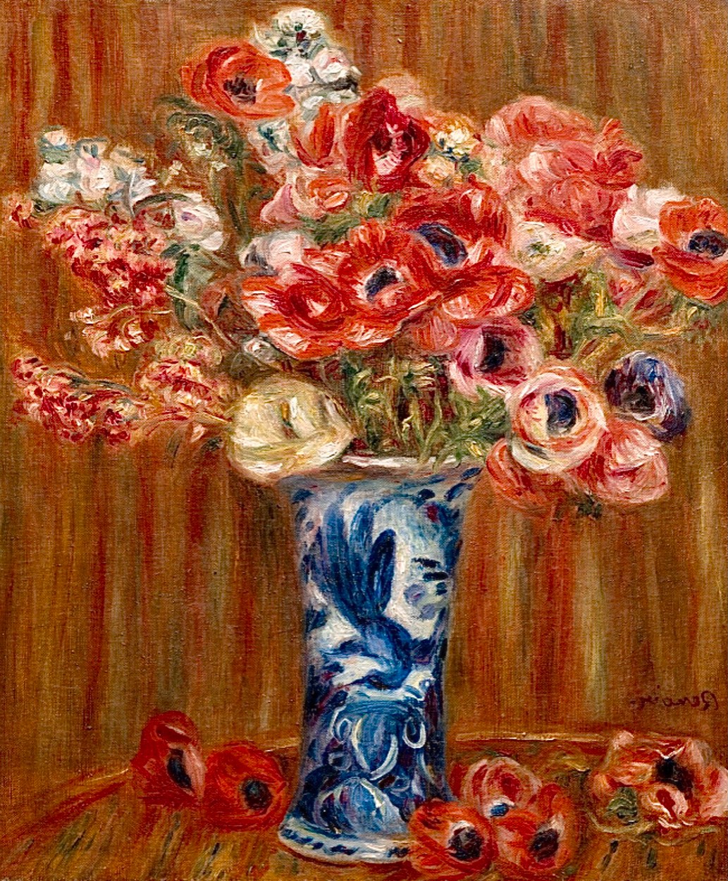 Solve Anemones au vase de Delft, 1910, PierreAuguste Renoir jigsaw puzzle online with 80 pieces