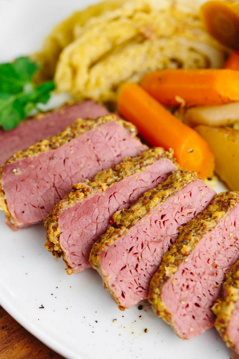 Solve Slow Cooker Corned Beef w/Guinness Mustard Solve for recipe
