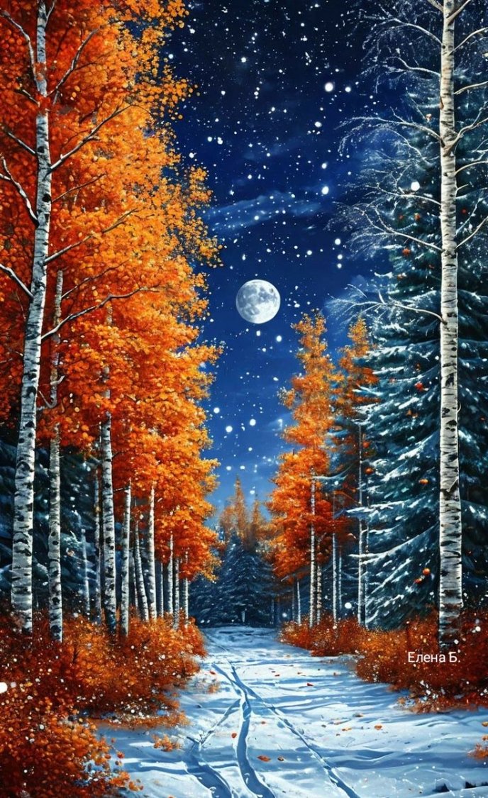 Solve Season Art - Autumn/Winter Woodland at Night Time 4 (Resize: 15 ...