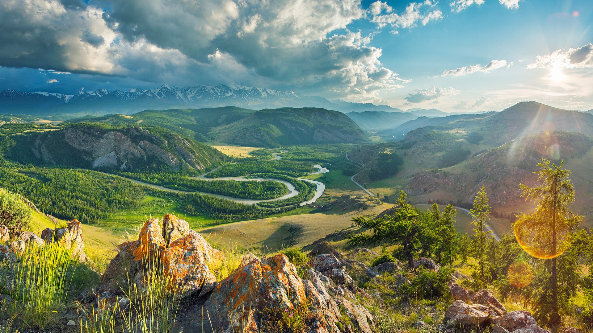 Solve Altai Mountains, a mountain range in Central Asia that extends ...