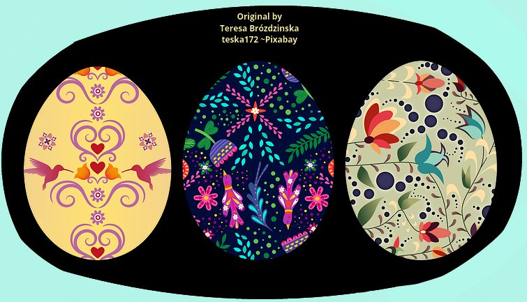 Solve 3 festive Easter eggs 🐣 jigsaw puzzle online with 84 pieces