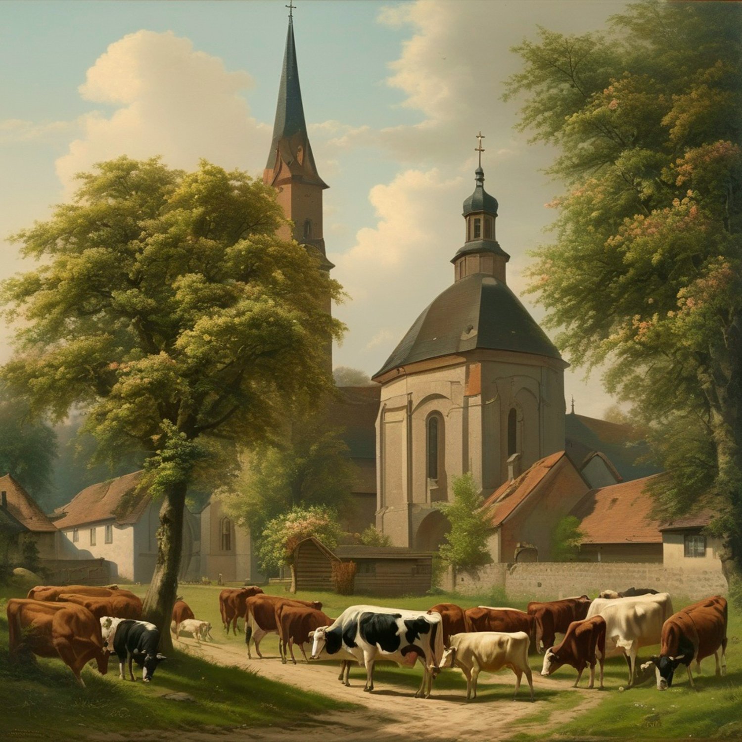 Solve 19th century German rural scene jigsaw puzzle online with 144 pieces