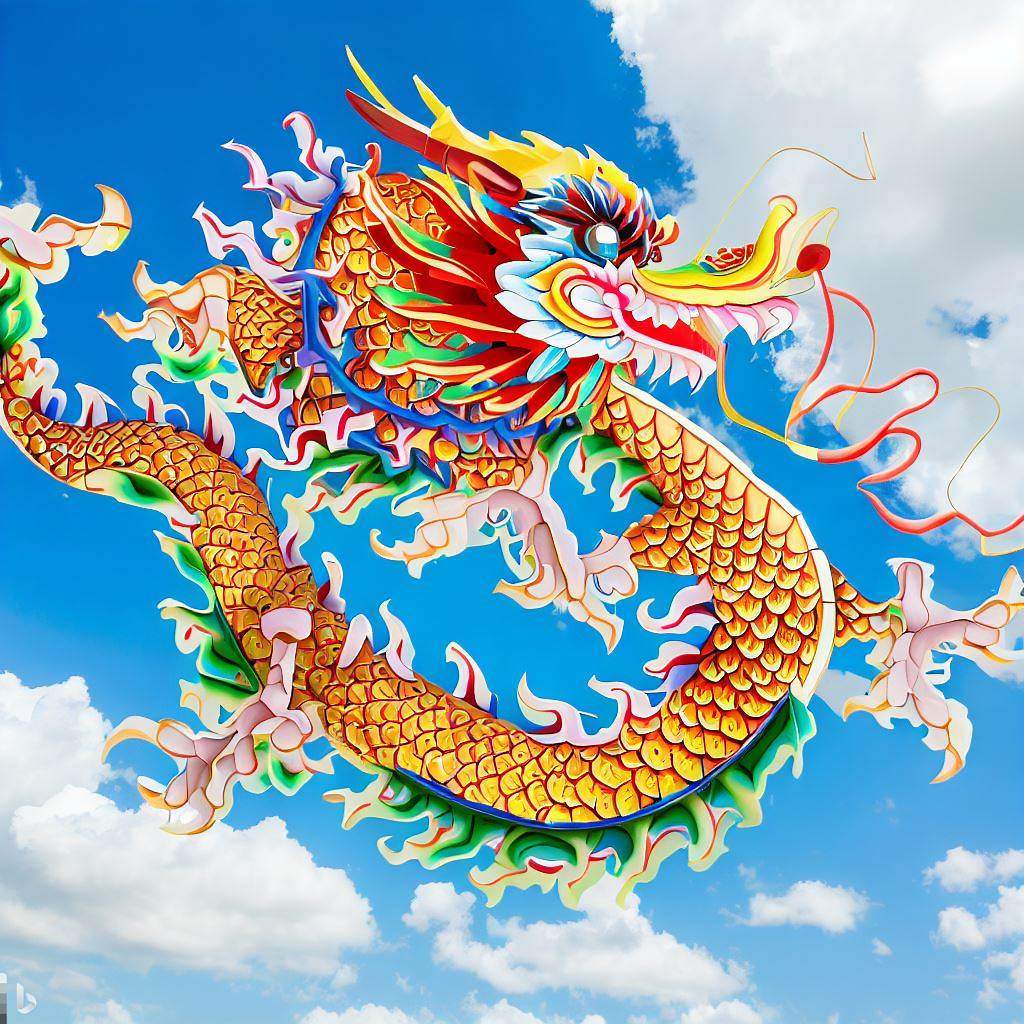Solve Chinese Dragon Kite jigsaw puzzle online with 256 pieces