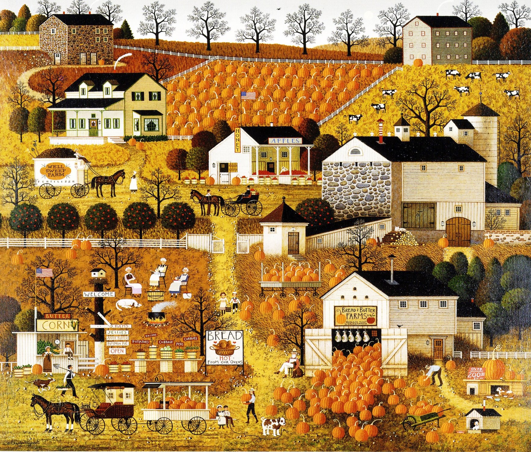 Puzzle Charles Wysocki 1000 Pièces - Nature Morte Citrouille - Milton Bradley 2007
