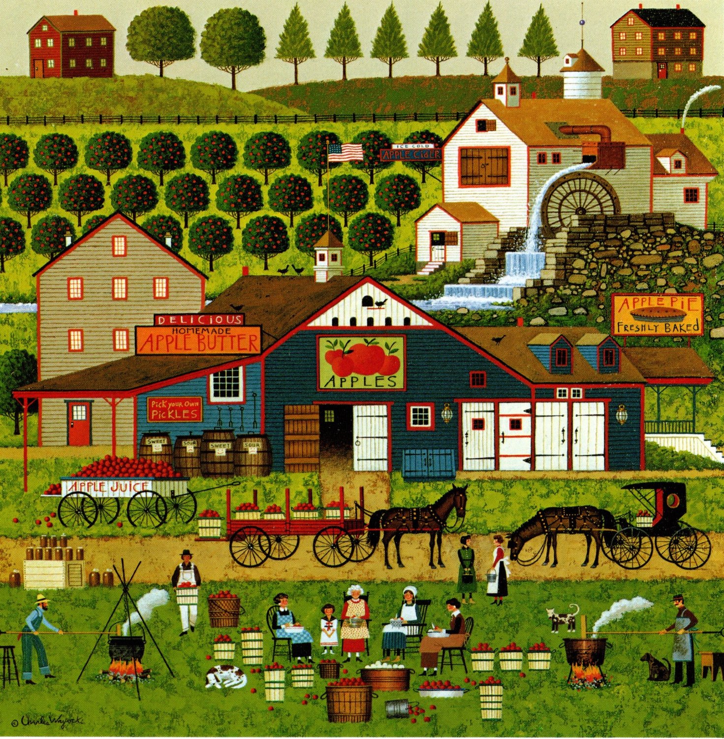 Solve Apple Butter Makers {Charles Wysocki} jigsaw puzzle online with