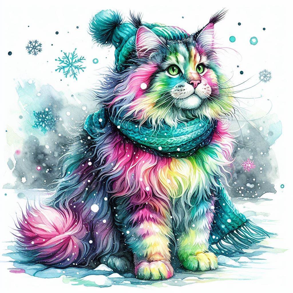 Solve Rainbow Maine coon jigsaw puzzle online with 306 pieces