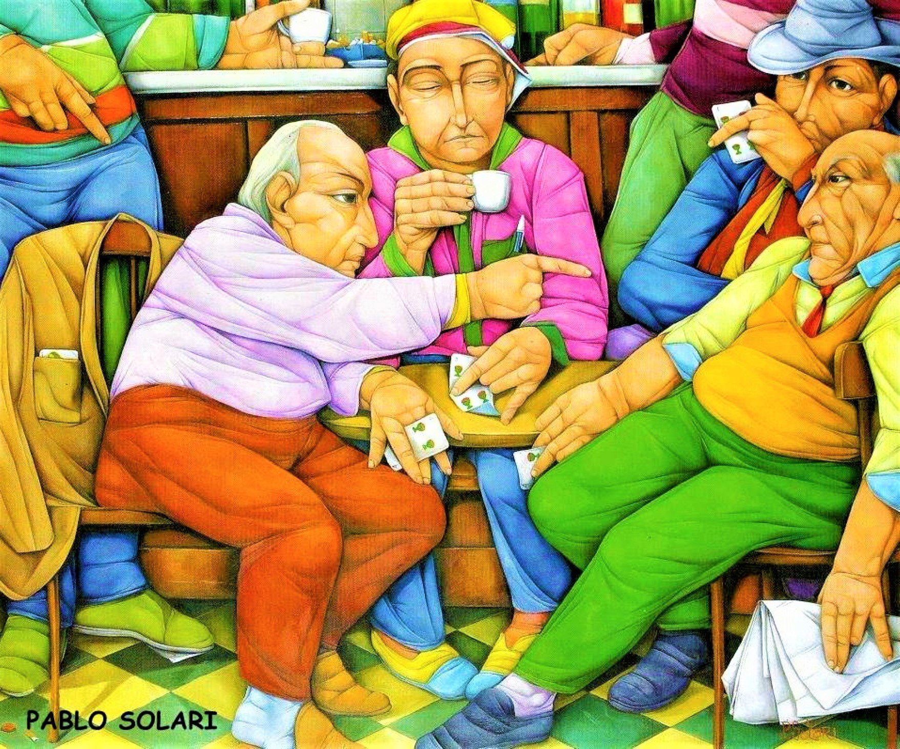 Solve Trouble at the Card Table jigsaw puzzle online with 340 pieces