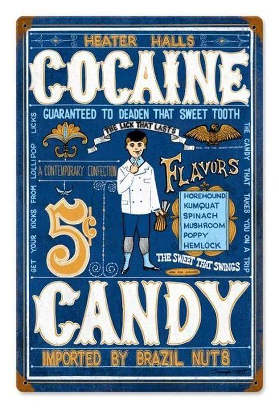 Solve Yes, this is a real vintage ad for Heater Halls Cocaine Candy
