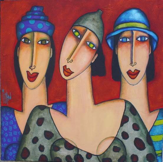 Solve Marie Pierre Kuhn Artwork 'Three Sisters' jigsaw puzzle online